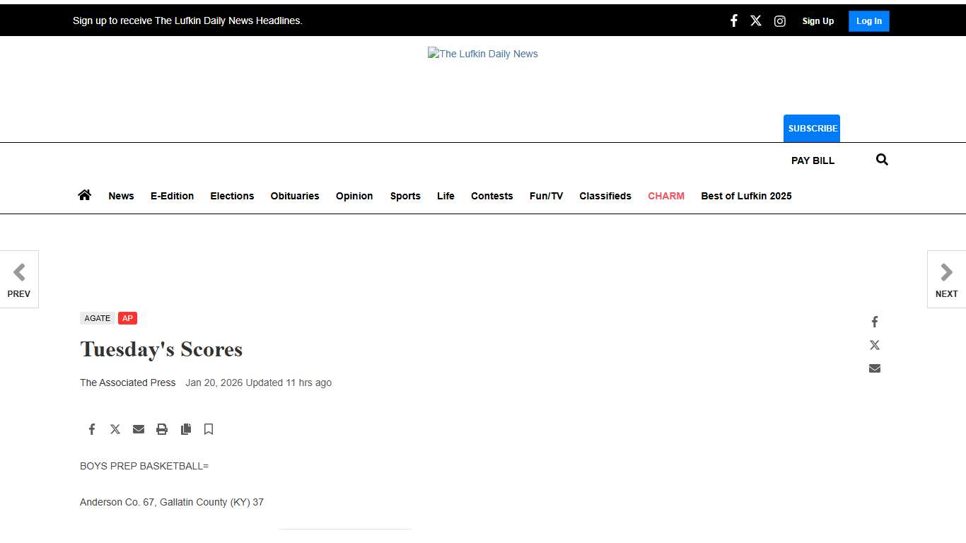 Tuesday's Scores | Sports | lufkindailynews.com